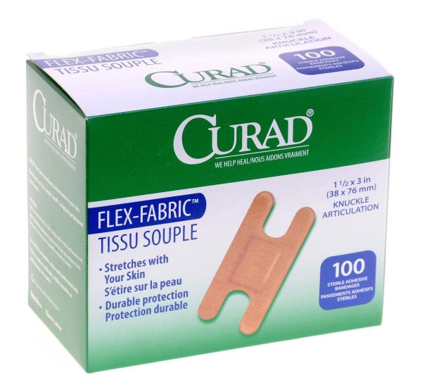 CURAD Flex-Fabric Adhesive Bandages Knuckle 100Ct Supply