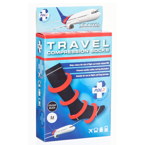 PharmaCare Travel Compression Socks 1 Pair - Black Supply