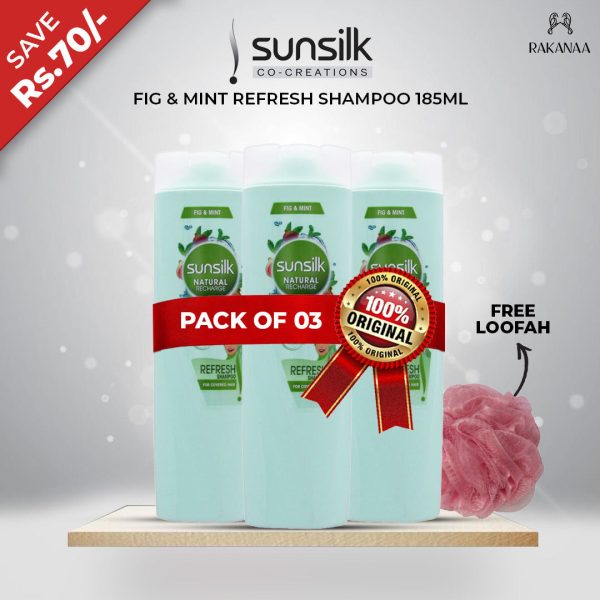 SAVE RS. 70 ON PACK OF 3 SUNSILK FIG & MINT REFRESH SHAMPOO 185ML For Discount