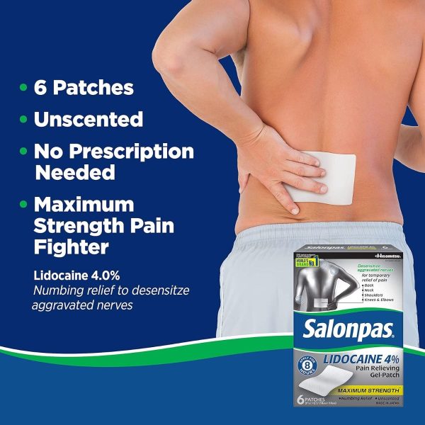 Salonpas Lidocaine Gel Pain Relieving Patch 6Ct For Sale