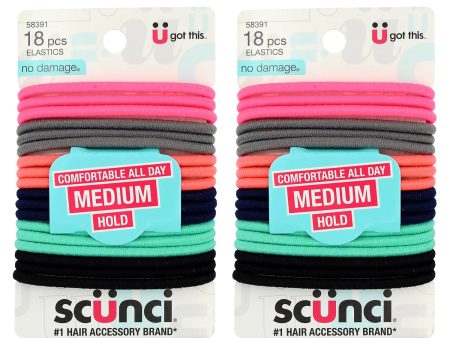 Scunci 18 piece Elastics Ponytall Holders - Assorted Neon Colors #58391 Sale