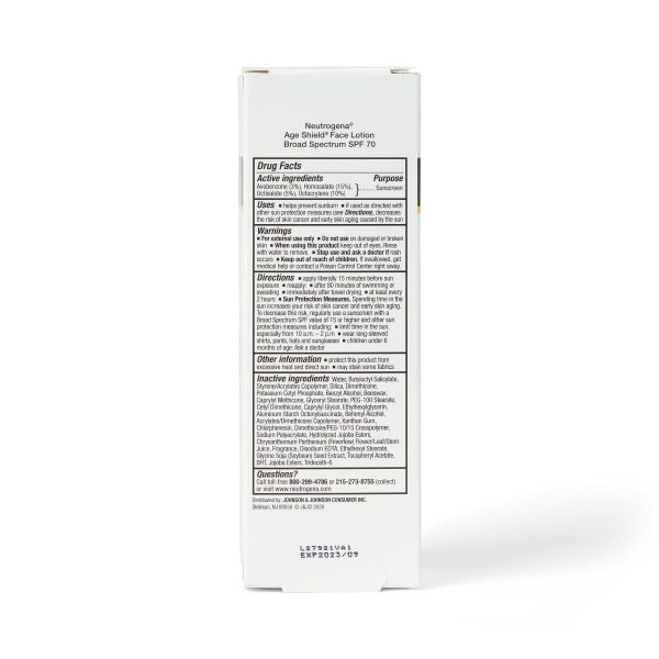 Neutrogena Age Shield Face Lotion, SPF 70, 3oz 1Ct Online