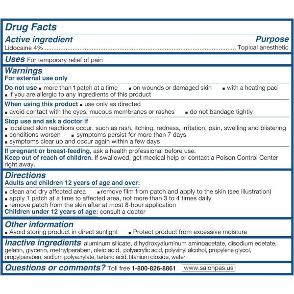 Salonpas Lidocaine Gel Pain Relieving Patch 6Ct For Sale