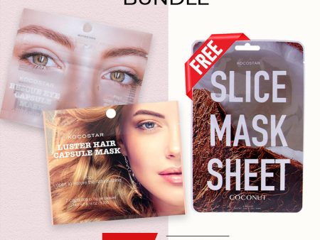 Hair and Eyes Bundle ( Rescue Eye Capsule Mask, Luster Hair Capsule Mask, Slice Mask Coconut ) Discount