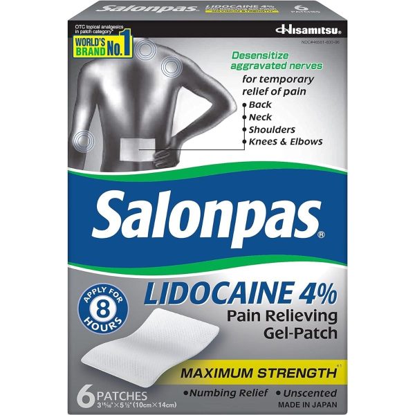 Salonpas Lidocaine Gel Pain Relieving Patch 6Ct For Sale